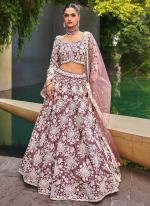 Sattin Lavender Wedding Wear Sequins Work Lehenga Choli